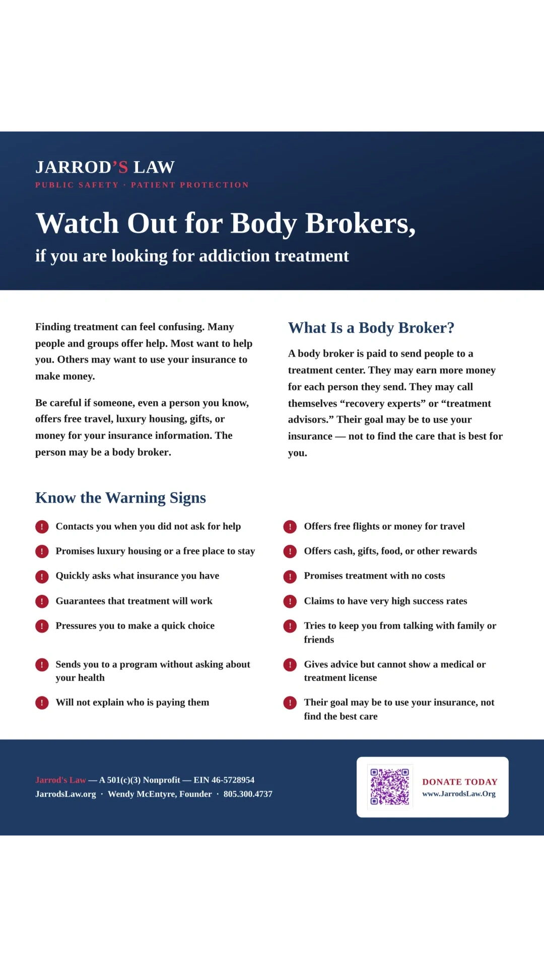 Watch Out for Body Brokers infographic